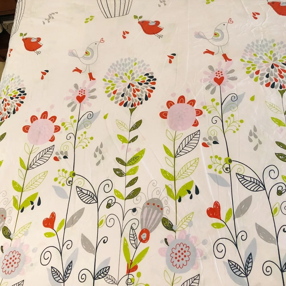 Whimsical Birdcage Flowers Birds w Rain Boots Duvet Cover & 2 Shams Reversible